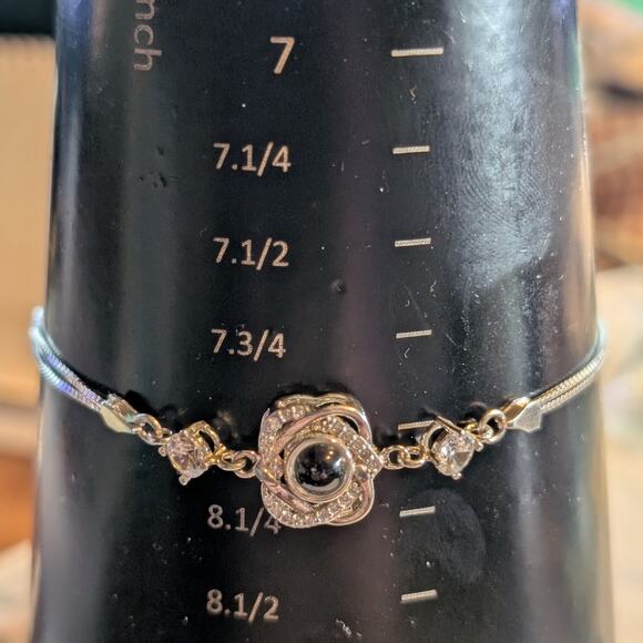 925 Sterling Silver 'I Love You' In 100 Languages Projection Bracelet - Picture 8 of 10